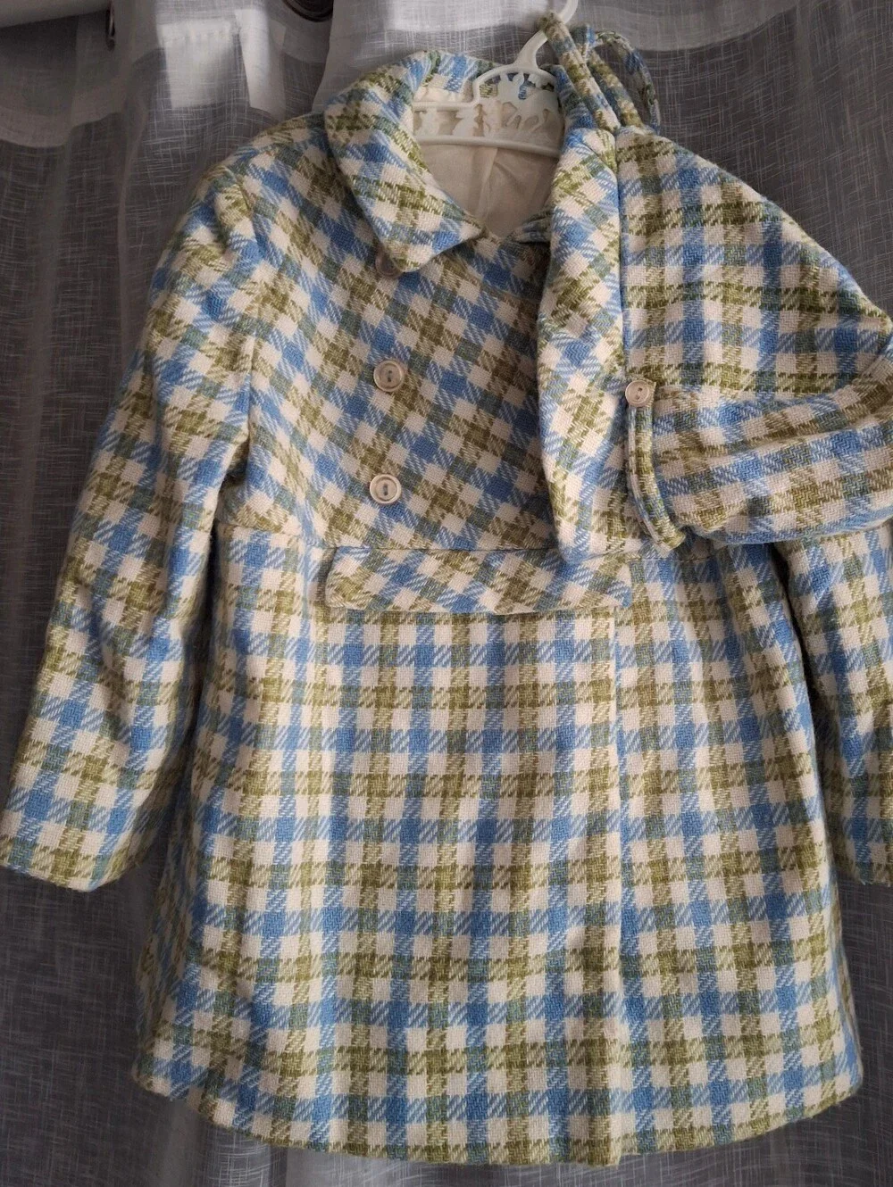 Vintage 50s Kute Kiddies Childrens Plaid Coat & Matching Bonnet Union Made 2/3t